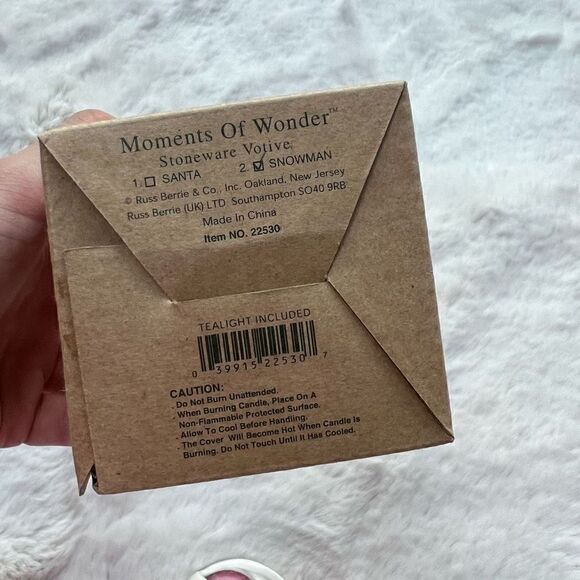 NIB Russ Christmas Holiday Tea Light Holder Snowman Votive Candle Ceramic NEW - Picture 7 of 8